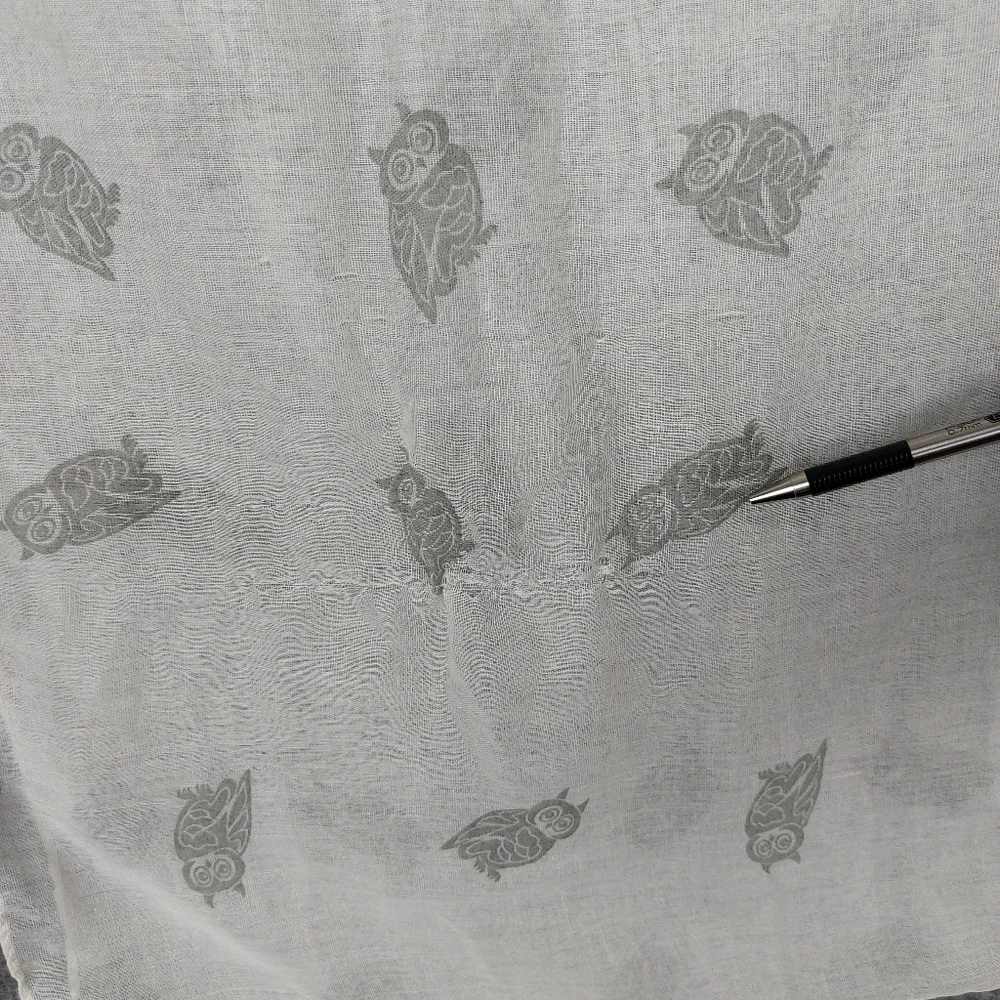 MANHATTAN SCARF COMPANY WOMENS WHITE GRAY SHEER INFINITY OWL PRINT SCARF 29×69